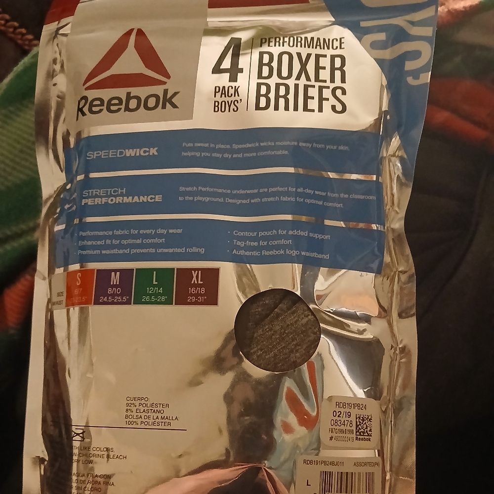 New Reebok Boys Size Large 4 Performance Boxer Briefs Pack - Picture 7 of 8